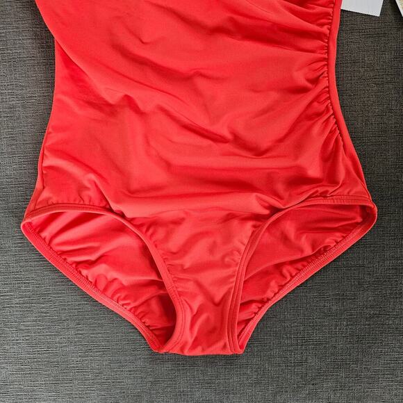 MICHAEL Michael Kors Women's Sea Coral One-Shoulder One Piece Swimsuit Size 8 - Picture 7 of 13